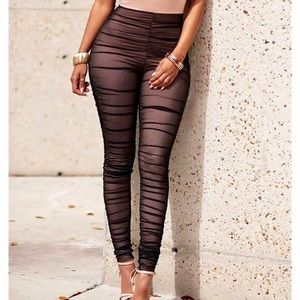 COPY - Nude/black overlay ruched pants. Small, fits 4-6